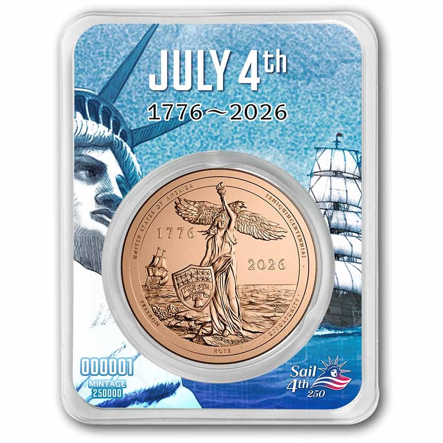 2026 Sail4th 250 1 oz Copper Round (in TEP) - WHLS sku