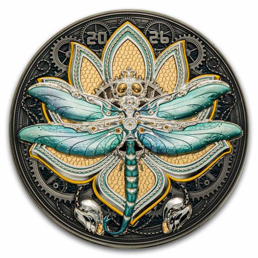 2026 Samoa 5 oz Silver Steambeasts Dragonfly (w/ Box & COA)