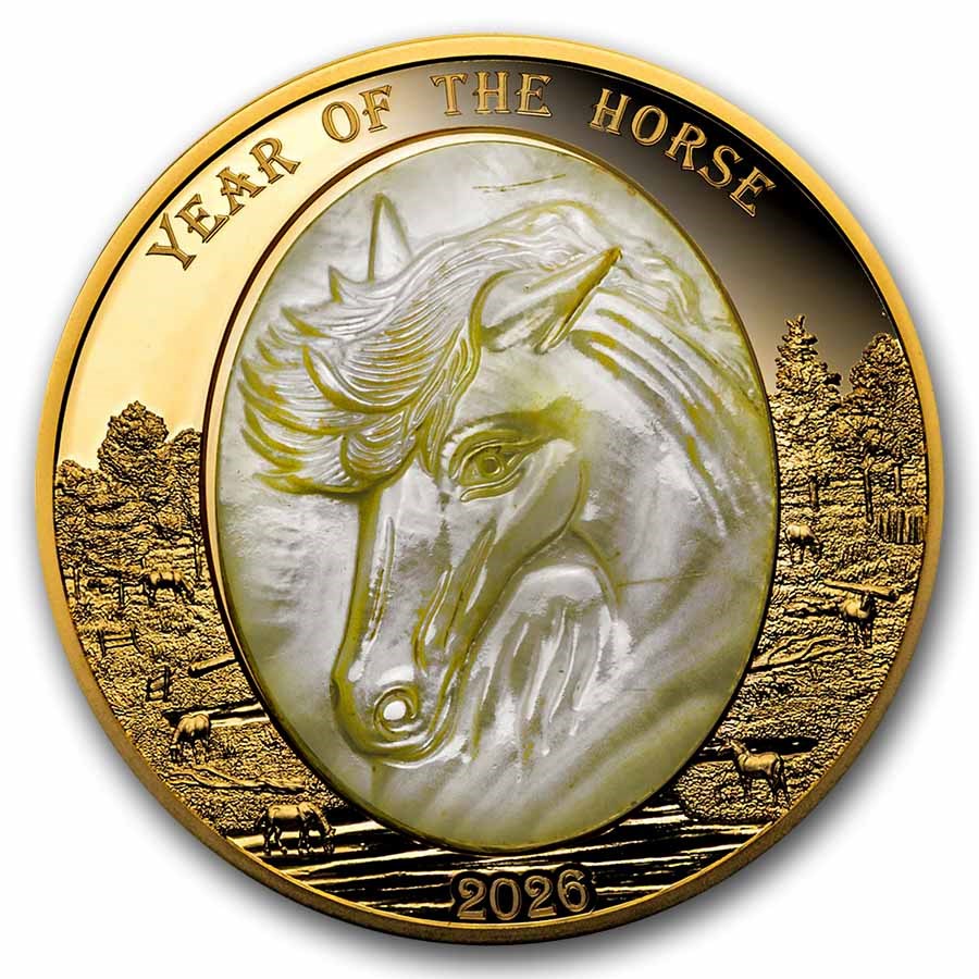 2026 Solomon Isl. 5 oz Gold Mother of Pearl Year of the Horse