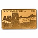 2026 Solomon Islands 1/200 oz Gold Great Wall of China Coin Bar