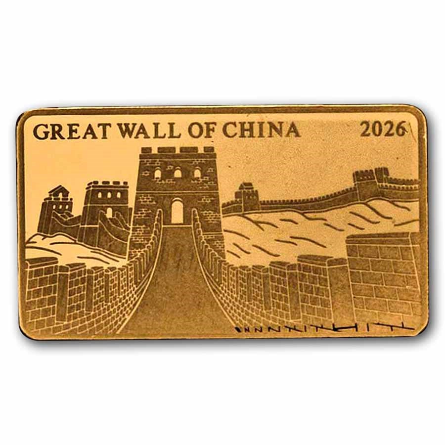 2026 Solomon Islands 1/200 oz Gold Great Wall of China Coin Bar