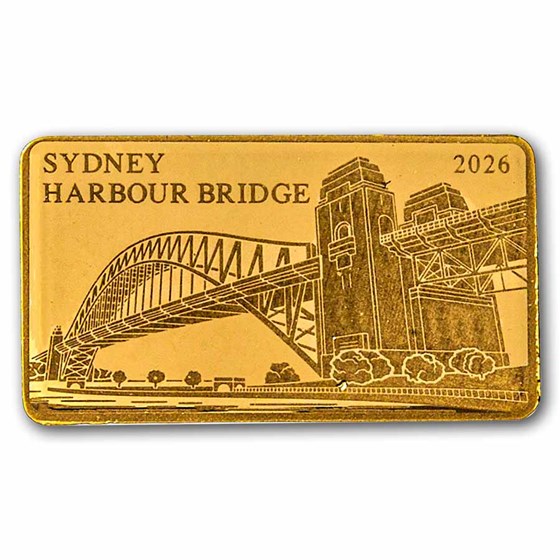 2026 Solomon Islands 1/200 oz Gold Sydney Harbour Bridge Coin Bar