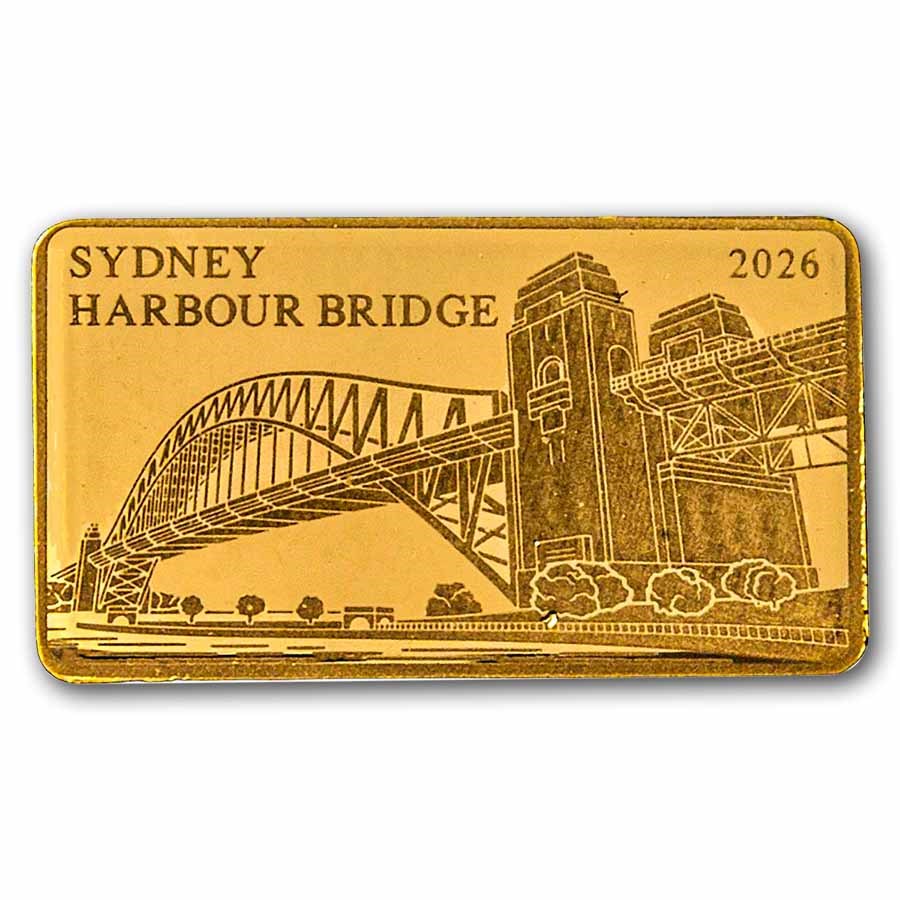 2026 Solomon Islands 1/200 oz Gold Sydney Harbour Bridge Coin Bar