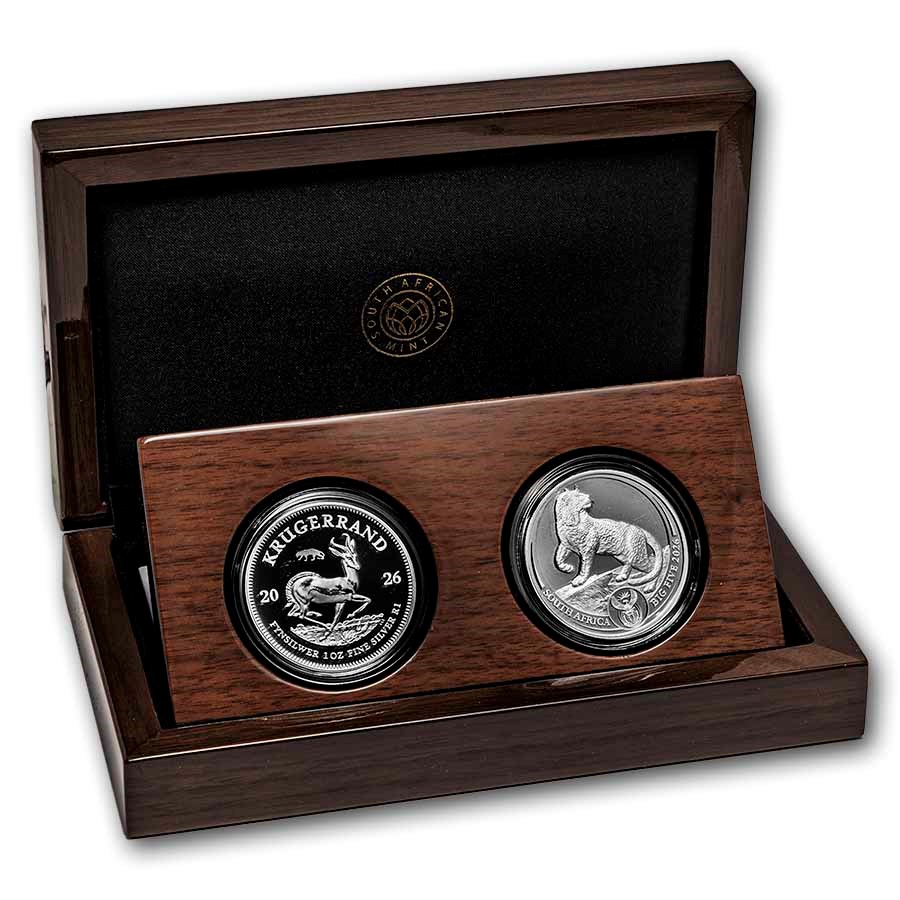 Buy 2-Coin 2026 South African Silver Krugerrand & Leopard Pf Set | APMEX