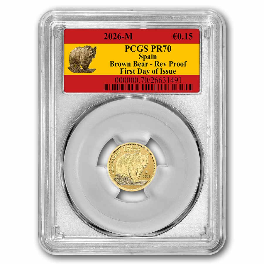 PSA9 世界10枚限定 マーセリン GOLDパラレル 01/10 Buy 2026 Spanish 1/10 oz Gold Brown Bear Doubloon Rev PF PR-70 | APMEX