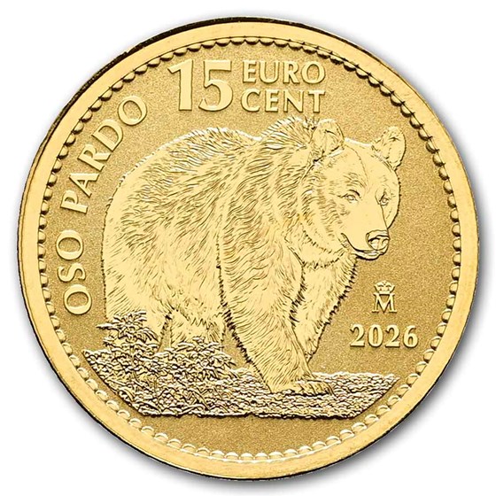 2026 Spain 1/10 oz Gold Reverse Proof Brown Bear Doubloon