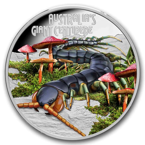 2026 Tuvalu 1 oz Silver Colorized Australian Giant Centipede PF