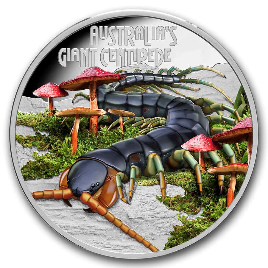 2026 Tuvalu 1 oz Silver Colorized Australian Giant Centipede PF