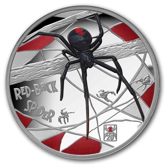 2026 Tuvalu 1 oz Silver Colorized Red-Back Spider Proof (Box)