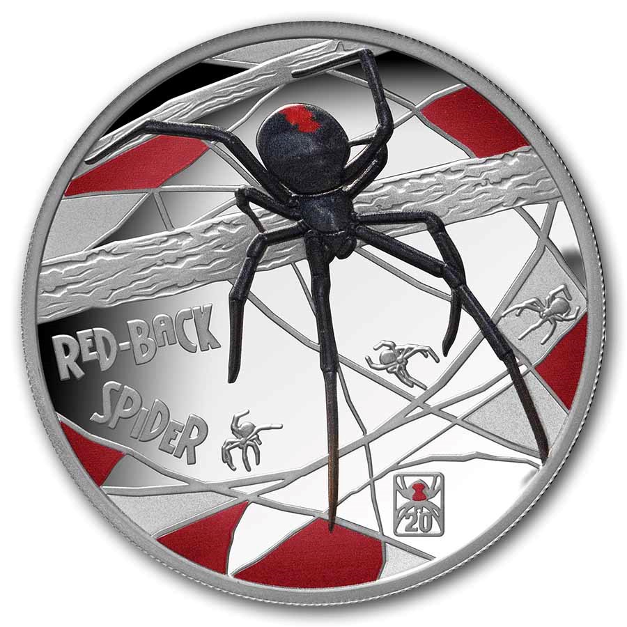 2026 Tuvalu 1 oz Silver Colorized Red-Back Spider Proof (Box)