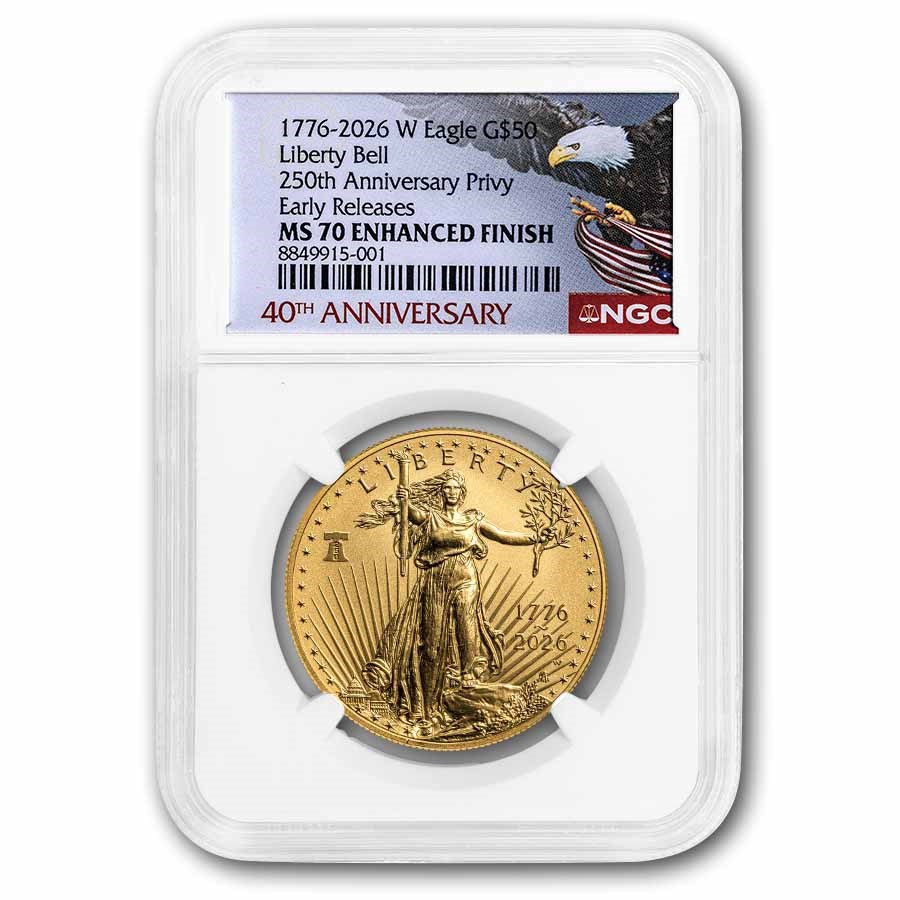 2026-W 1 oz Burnished Gold Eagle Dual Date MS-70 NGC (ER, 40th)