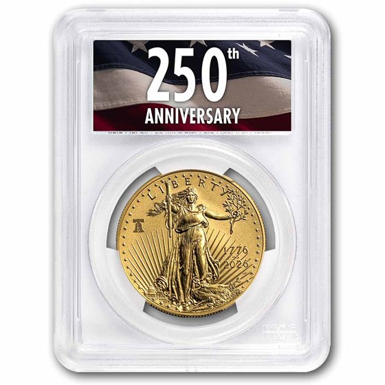 2026-W 1 oz Burnished Gold Eagle Dual Date MS-70 PCGS (AR, 250th)