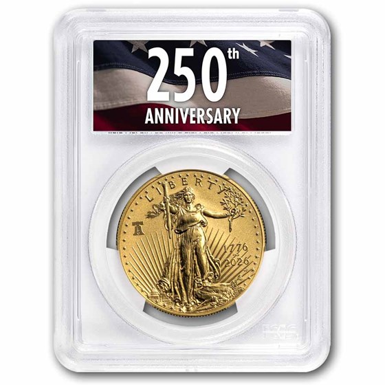 2026-W 1 oz Burnished Gold Eagle Dual Date MS-70 PCGS (FS, 250th)