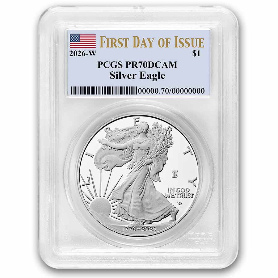 コレクション APMEX PCGS First Strike 2026 1 oz silver Buy 2026-W 1 oz Silver Eagle PR-70 (FDI, Dual Date) | APMEX