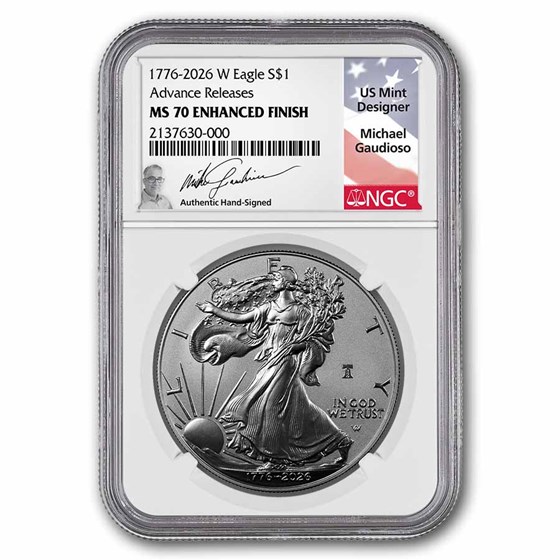 2026-W Burnished Silver Eagle MS-70 NGC (AR, Enhanced, Gaudioso)