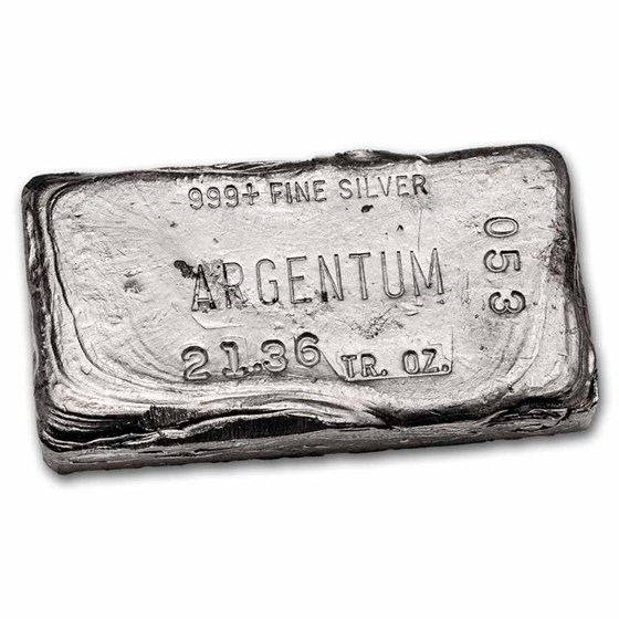 21.36 oz Silver Bar - Argentum Refining (Vintage, Poured)