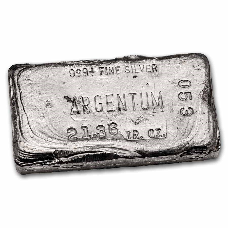 21.36 oz Silver Bar - Argentum Refining (Vintage, Poured)