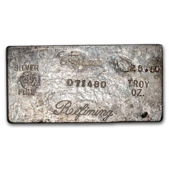 25.50 oz Silver Bar - Cascade Refining (Poured) 25.50 oz Silver Bar - Cascade Refining (Poured)