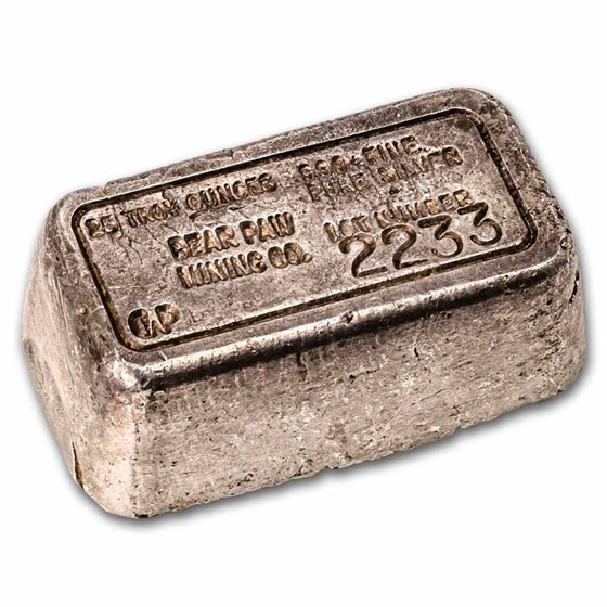 25.85 oz Silver Bar - Bear Paw Mining Company (Lot #2233) 25.85 oz Silver Bar - Bear Paw Mining Company (Lot #2233)
