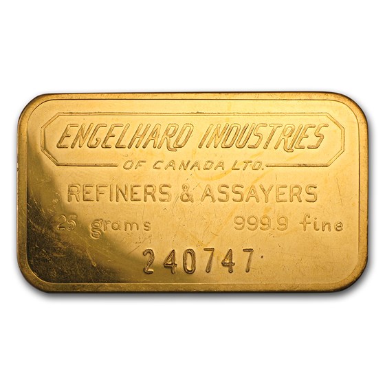 25 gram Gold Bar - Engelhard Industries of Canada 25 gram Gold Bar - Engelhard Industries of Canada
