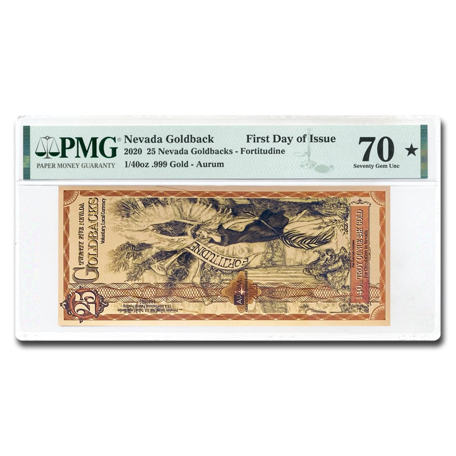 25 Nevada Goldback - Aurum Gold Foil Note 24k MS-70 PMG (FDI)