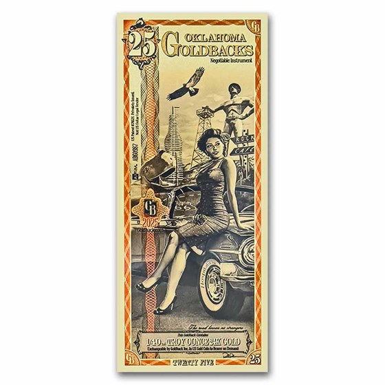 25 Oklahoma Goldback - Aurum Gold Foil Note (24k)