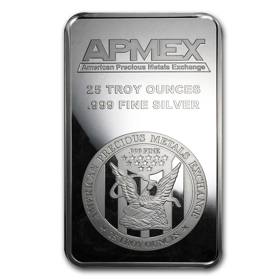 Buy 25 oz Silver Bar APMEX (Struck) APMEX