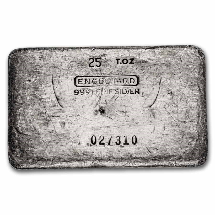25 oz Silver Bar - Engelhard (3rd Series, Small T.OZ)