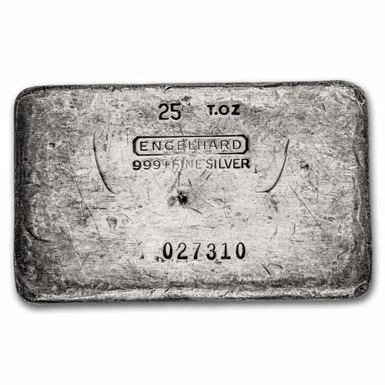 25 oz Silver Bar - Engelhard (3rd Series, Small T.OZ) 25 oz Silver Bar - Engelhard (3rd Series, Small T.OZ)