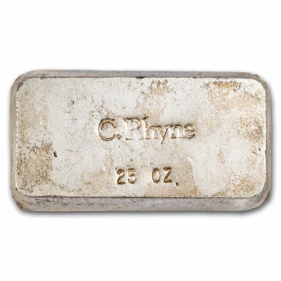 25 oz Silver Bar - Vintage C. Rhyne (Struck)