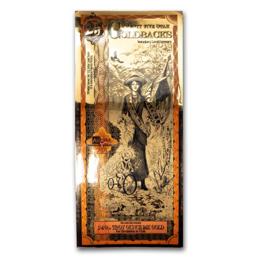 25 Utah Goldback - Aurum Gold Foil Note 24k (Damaged)