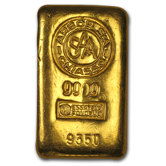 250 gram Gold Bar - Argor S.A. Chiasso .9999 Fine 250 gram Gold Bar - Argor S.A. Chiasso .9999 Fine