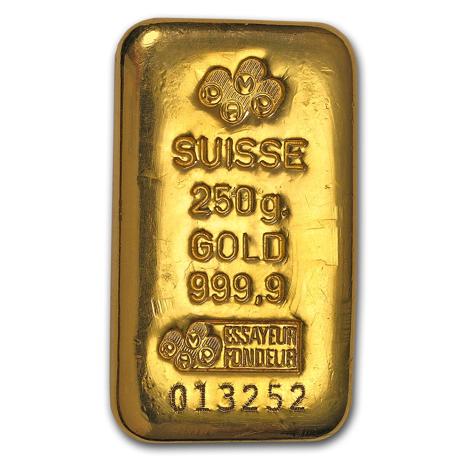 250 gram Gold Bar - PAMP Suisse (Cast with COA)