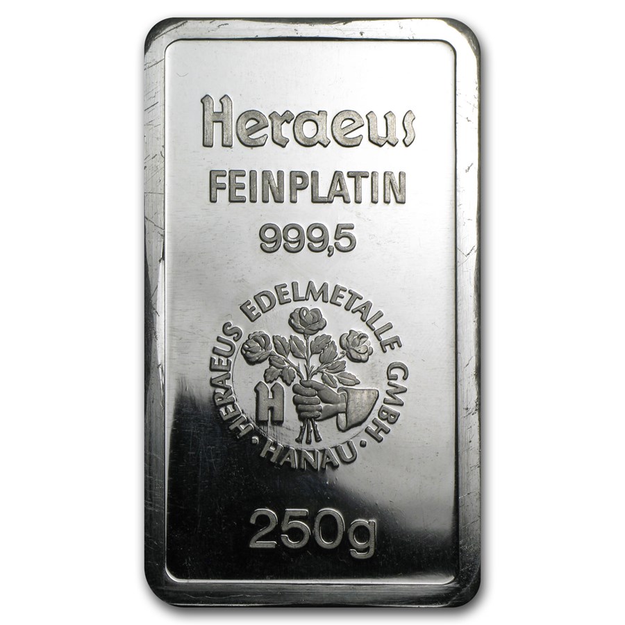 250 gram Platinum Bar - Argor-Heraeus