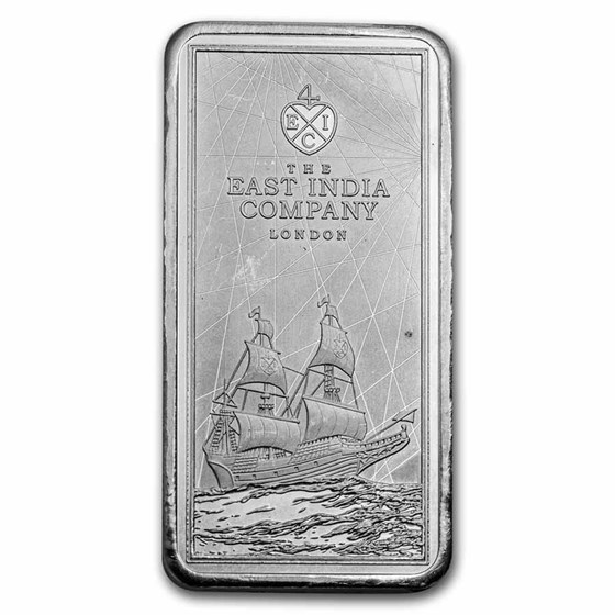 250 gram Silver £10 East India Co Ship Coin Bar (Random, Damaged) 250 gram Silver £10 East India Co Ship Coin Bar (Random, Damaged)