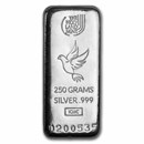 250 gram Silver Bar - Holy Land Mint (Dove of Peace, Cast-Poured)