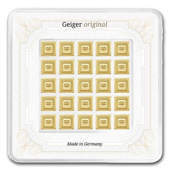 25x 1 gram Gold Bar - Geiger Edelmetalle (Encapsulated w/Assay)