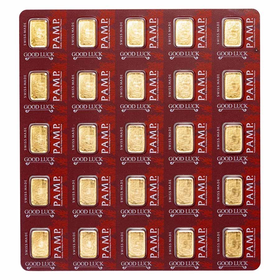 25x1 gram Gold Bar PAMP Suisse Dragon Multigram+25 (In Assay)