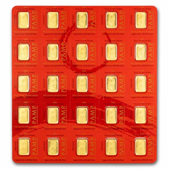 25x1 gram Gold Bar PAMP Suisse Lunar Horse Multigram (In Assay)