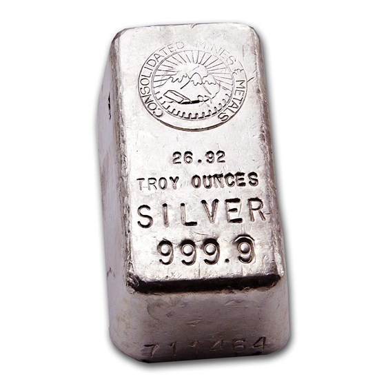 26.92 oz Silver Bar - Consolidated Mines & Metals 26.92 oz Silver Bar - Consolidated Mines & Metals