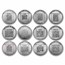 27.96 oz Sterling Silver- 1974 The Magic of Disney (12-Medal Set)