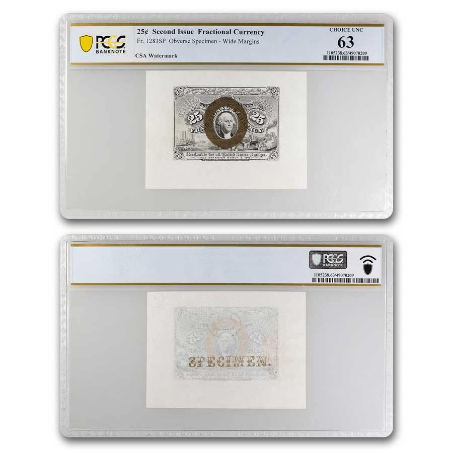 2nd Issue Fractional Cur. 25c CU-63 PCGS (Fr#1283SP) Specimen