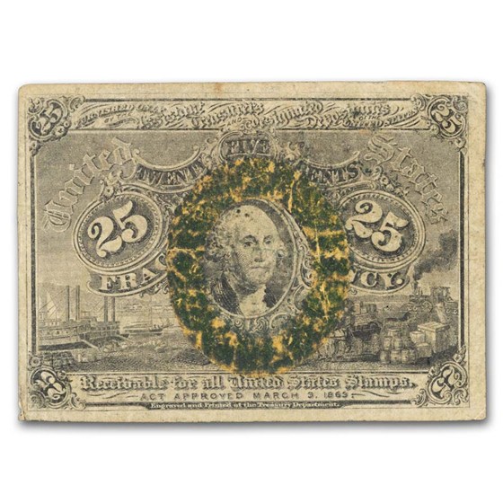 Buy 2nd Issue Fractional Currency 25 Cents Fine (FR#1286, Surcharge ...