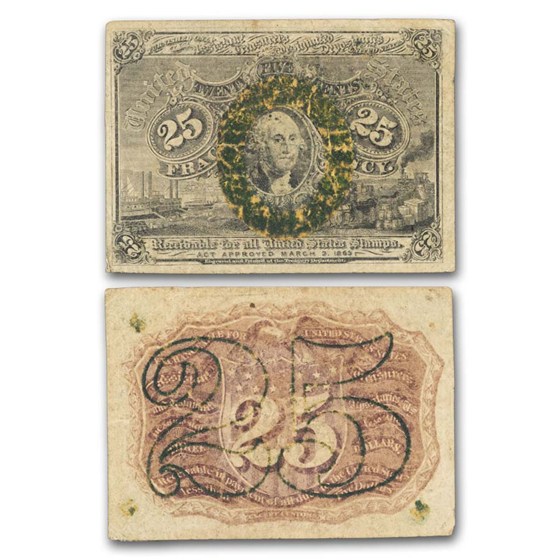 Buy 2nd Issue Fractional Currency 25 Cents Fine (FR#1286, Surcharge ...