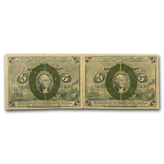 2nd Issue Fractional Currency 5 Cents VF (Uncut Pair, FR#1232) 2nd Issue Fractional Currency 5 Cents VF (Uncut Pair, FR#1232)
