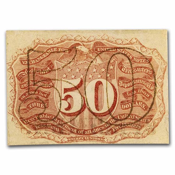 2nd Issue Fractional Currency 50 Cents CU(Fr#1314) Back Specimen 2nd Issue Fractional Currency 50 Cents CU(Fr#1314) Back Specimen