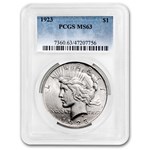 3-Coin Morgan/Peace Silver Dollar Set MS-63 PCGS