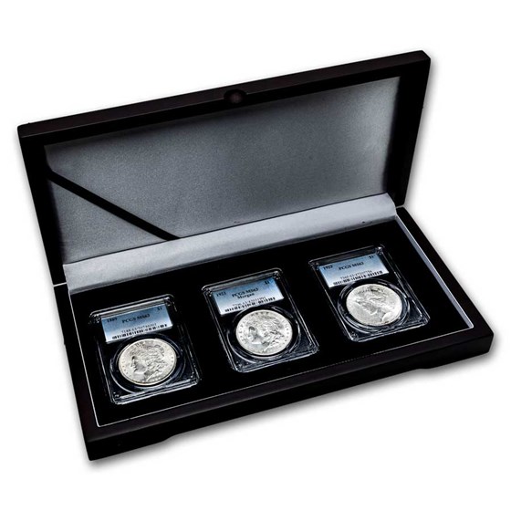 3-Coin Morgan/Peace Silver Dollar Set MS-63 PCGS 3-Coin Morgan/Peace Silver Dollar Set MS-63 PCGS