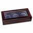 3 coin Wood Glass Top Display Box - Dark Mahogany