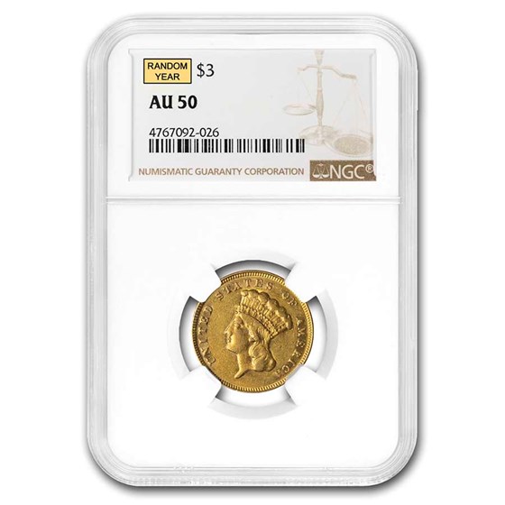 $3 Gold Princess AU-50 NGC/PCGS $3 Gold Princess AU-50 NGC/PCGS